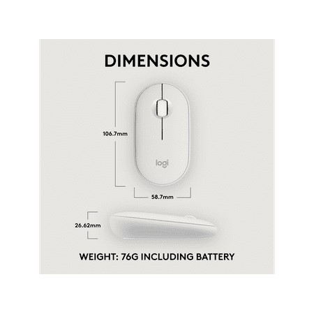 Logitech - Pebble Mouse 2 M350s Slim Lightweight Wireless Silent Ambidextrous Mouse with Customizable Buttons - Off-White
