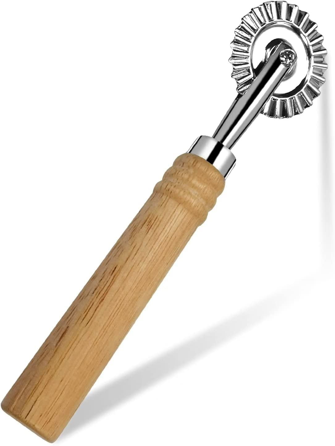 Ravioli Cutter Wheel,Pastry Wheel Cutter with Long Wooden Handle,Zinc