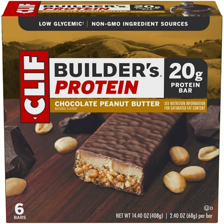 Clif Builder's Protein Bar, Chocolate Peanut Butter, 20g Protein, 6 Ct