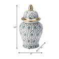 thumbnail image 2 of Decorative Ceramic Jarfor Living Room Decor - Modern Patterned Accent for Home Display - Flower Vase for Room, Bedroom, House, Office, and Table Interior Styling - 18", Green & White, 2 of 11