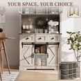thumbnail image 6 of Garvee Farmhouse Coffee Bar Cabinet with Storage,72" Tall Buffet Cabinet with Sliding Barn Door and 3 Drawers,Liquor Cabinet with 9 Wine & Glasses Rack,Pantry Cabinet for Kitchen,Dining Room,Grey, 6 of 10