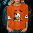 thumbnail image 5 of mgoYE Halloween Tee Shirts for Women Womens Fall Shirts Halloween V Neck 3/4 Length Sleeve Pumpkin T-Shirts Thanksgiving Graphic Tee Tops(Orange,2XL), 5 of 6