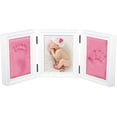 thumbnail image 1 of Jinsinto Baby Handprint Handprint Photo Frame Kit Compatible With Girls Perfect Baby Shower Gift, Pink Clay And White Wood Frames, 1 of 4