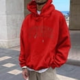 thumbnail image 2 of MIASHUI Men's Basic Pullover Hoodie with Front Pocket and Adjustable Drawstring, Comfortable Casual Wear for Everyday Use Red,M, 2 of 4