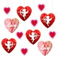 thumbnail image 5 of GROFRY 6Pcs Valentine Day Heart Ornament Paper Honeycomb Hanging Decoration Romantic Red Pink Love Heart Centerpieces for Party Supplies, 5 of 7