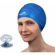 SealBuddy Silicone Swim Cap, Nose Clip and Ear Plugs Combo Set (Light Blue)