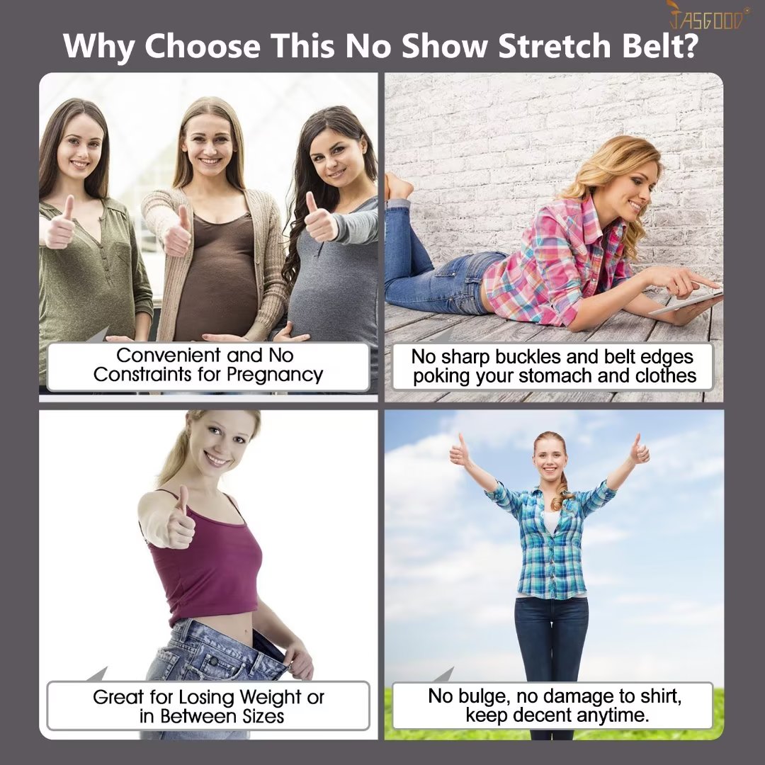JASGOOD Women Invisible Stretch Belt with Flat Buckle photo 4