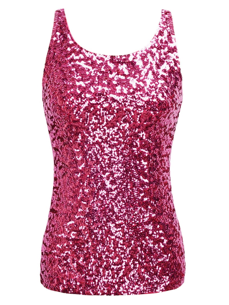 PrettyGuide Women's Sequin Tank Top, Sparkle Shimmer Vest