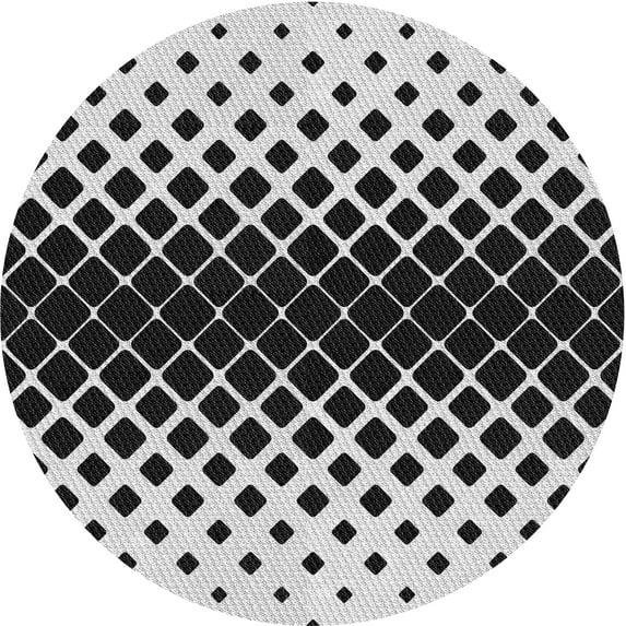 Ahgly Company Indoor Round Patterned Charcoal Black Novelty Area Rugs, 6' Round