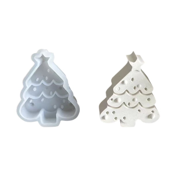 Moldes flexibles de silicona para árboles y casas de Navidad para velas caseras, jabón y manualidades de resina - Juego de 2 piezas