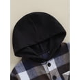 thumbnail image 6 of Canrulo Toddler Baby Boy Plaids Print Hooded Shirt Long Sleeve Button Closure Pocket Hoodie Tops Black 2-3 Years, 6 of 9