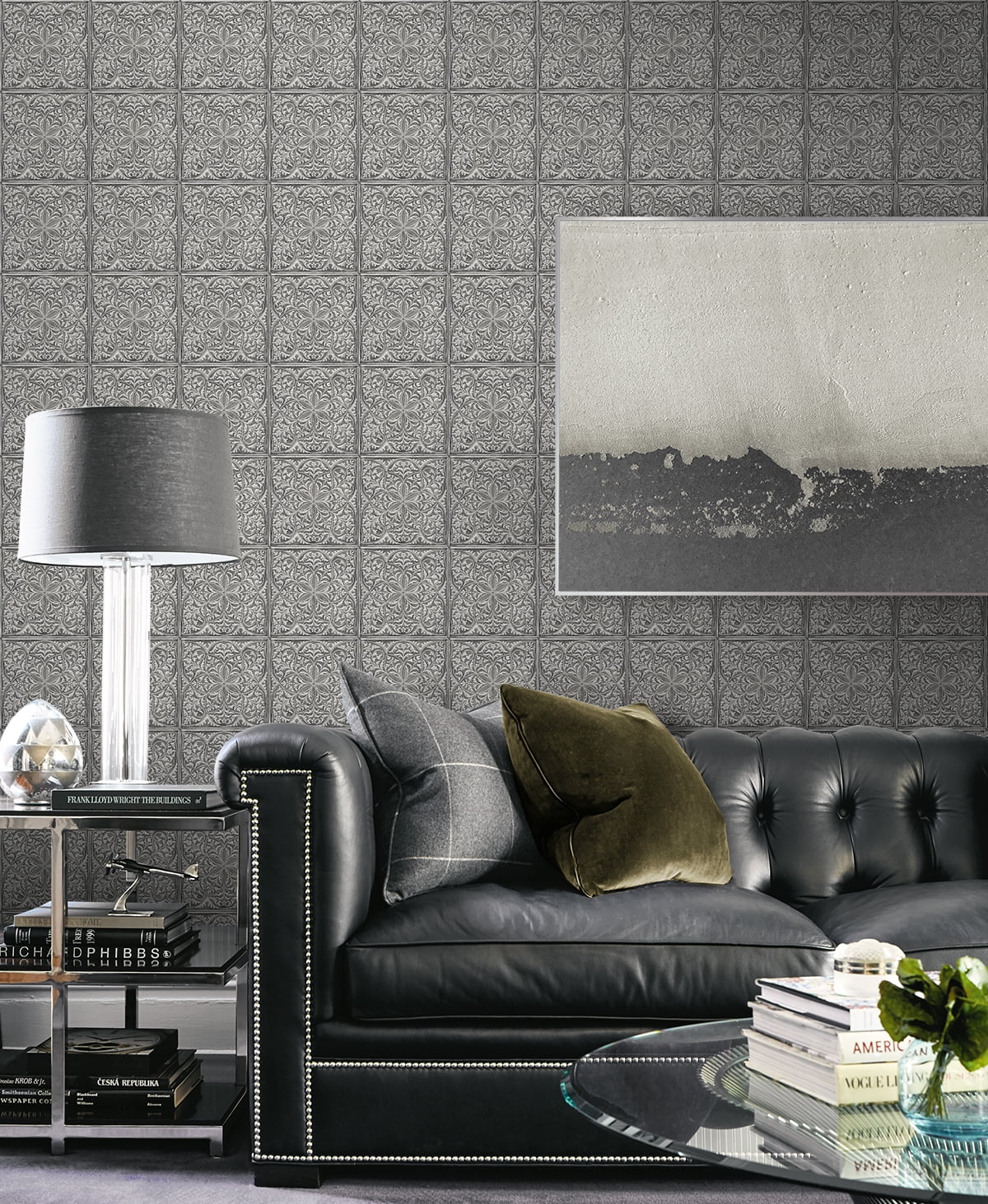 NextWall Faux Embossed Tile Peel and Stick Wallpaper