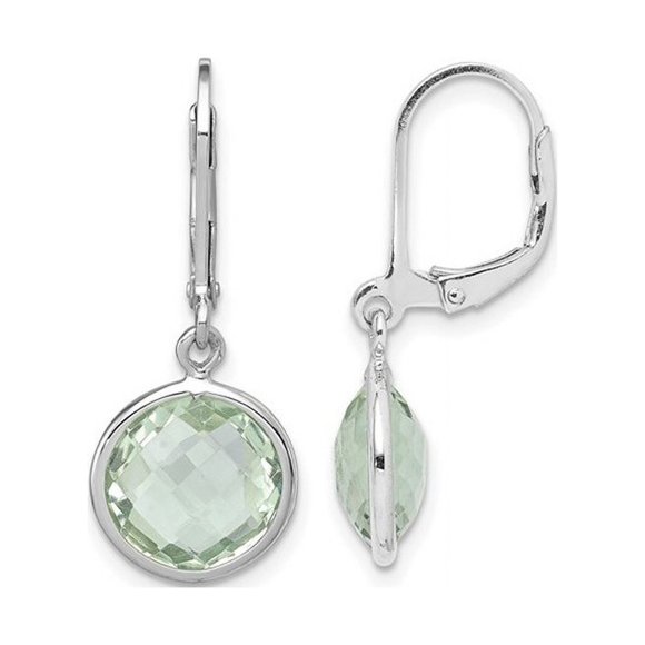 6.00 Carat (ctw) Green Quartz Dangle Earrings in Sterling Silver