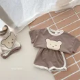 thumbnail image 1 of Camiseta con estampado de oso pequeño para niños y niñas, pantalones cortos de algodón, jersey de cuello redondo, ropa de manga corta para el hogar, trajes de 2 piezas, 1 of 5