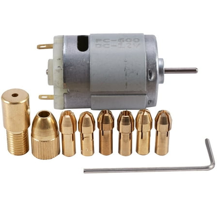 

1Pc Dc 12V 500Ma Mirco Motor With 6Pcs 0.5-3.2Mm Drill Collet Electric Pcb Tool Set