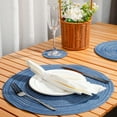 thumbnail image 6 of Mrehloy Round Placemats Set of 6, 15"  Blue Cotton Braided Farmhouse Coastal Kitchen Decor Washable Heat Resistant Table Mats, 6 of 9