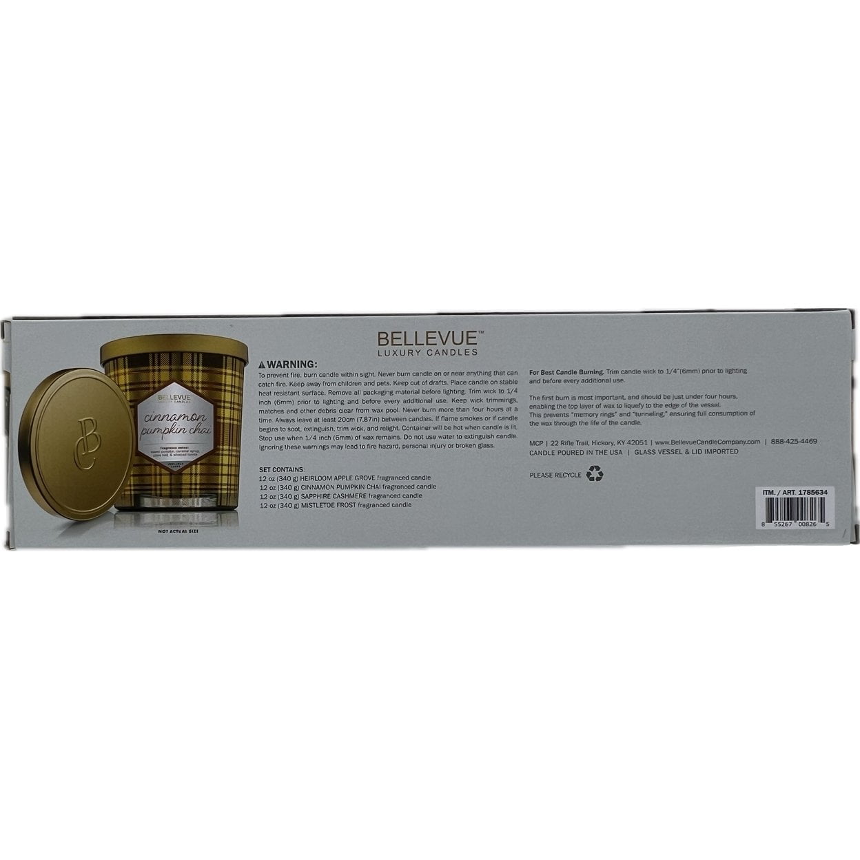 Bellevue Luxury Soy Blend Candles, Variety, 12 Ounce (Pack of 4)