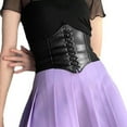 thumbnail image 6 of NUZYZ Women Lace-up Corset Wide Elastic Waist Belt Faux Leather Slimming Body Waistband Dress Shirt Decoration, 6 of 7