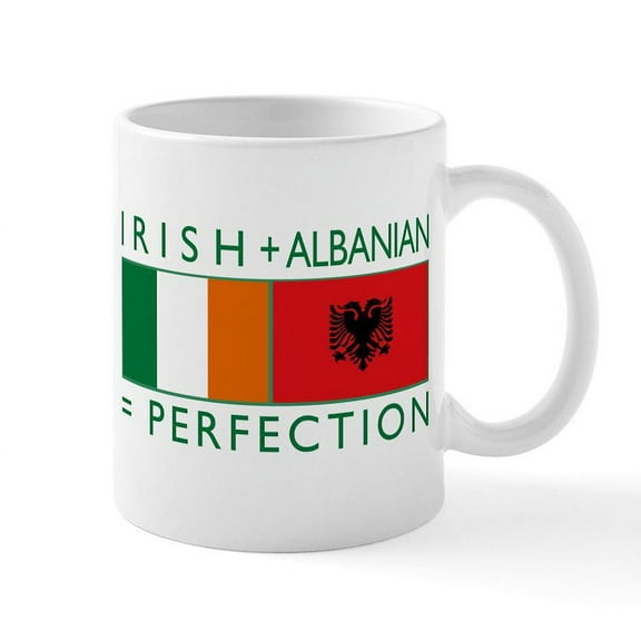 CafePress - Irish Albanian Heritage Flag Mug - 11 oz Ceramic Mug - Novelty Coffee Tea Cup