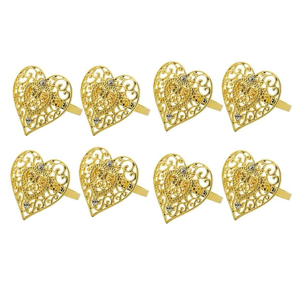8 anillos para servilletas, porta anillos de servilletas con forma de corazón, anillos de mesa para cenas, bodas, decoración de mesa (G