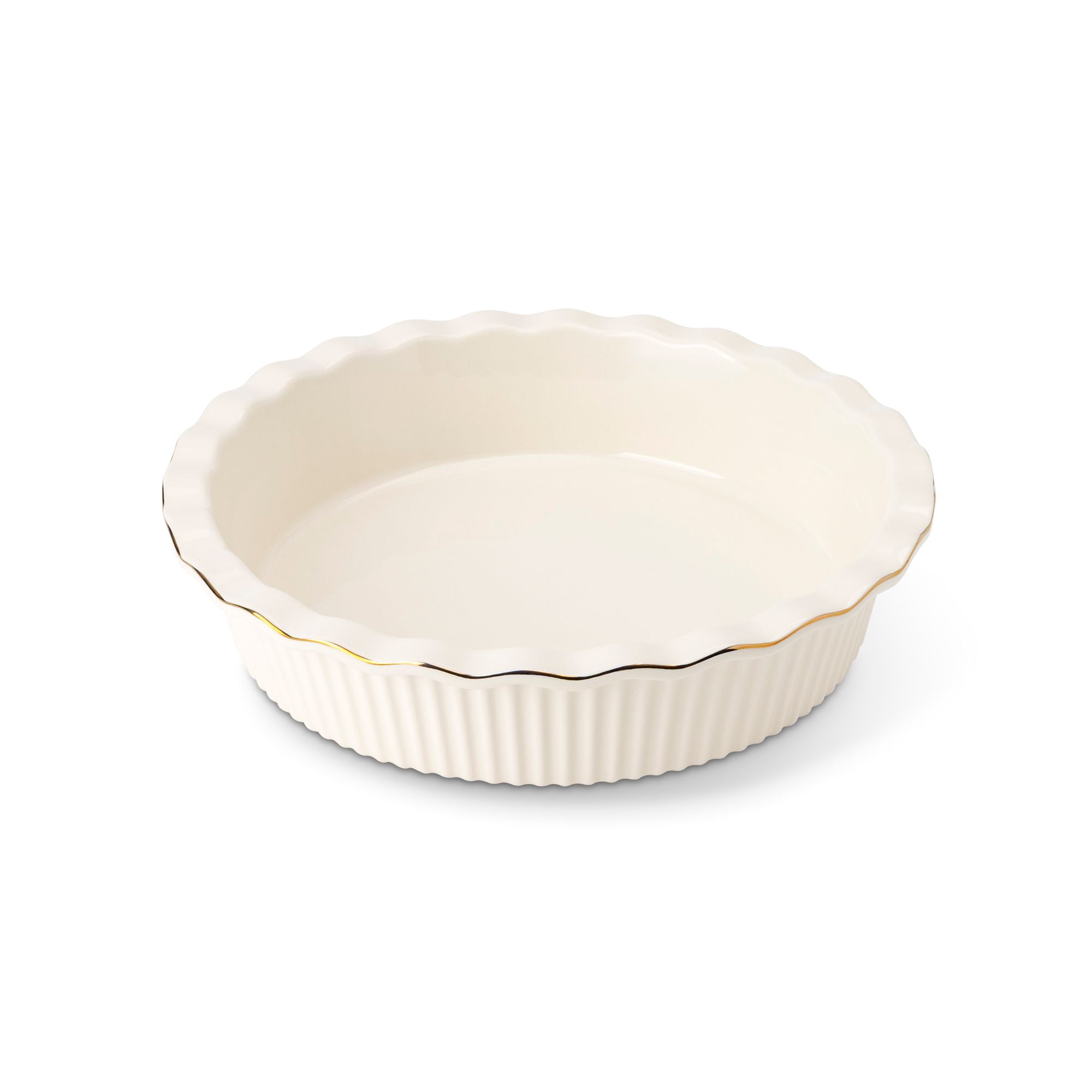 Thyme & Table Pie Dish and 2-Piece Ramekin Set, White Ribbed Ceramic