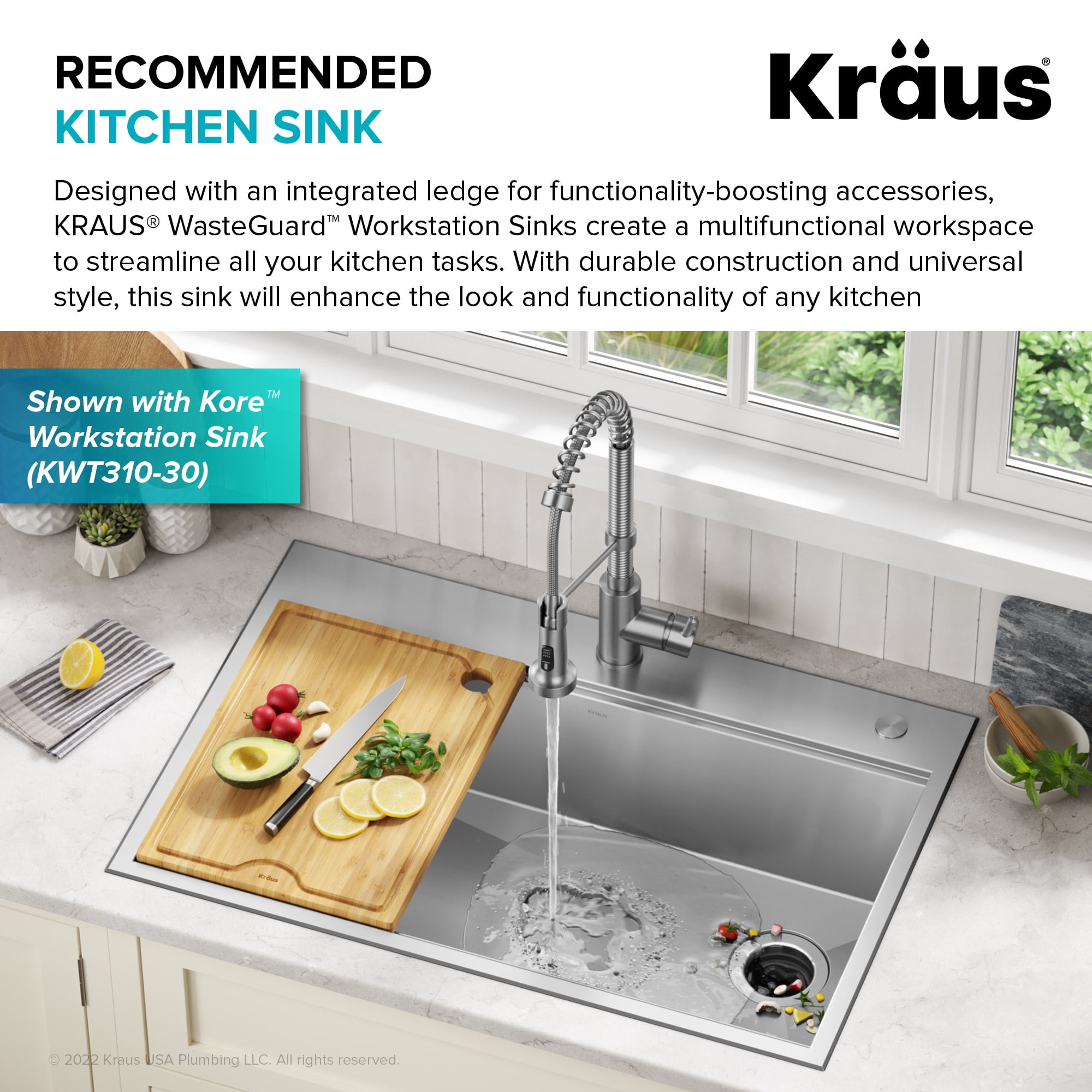 Kraus KWD210-75MGR 3/4 Hp Continuous Feed Garbage Disposal - Grey