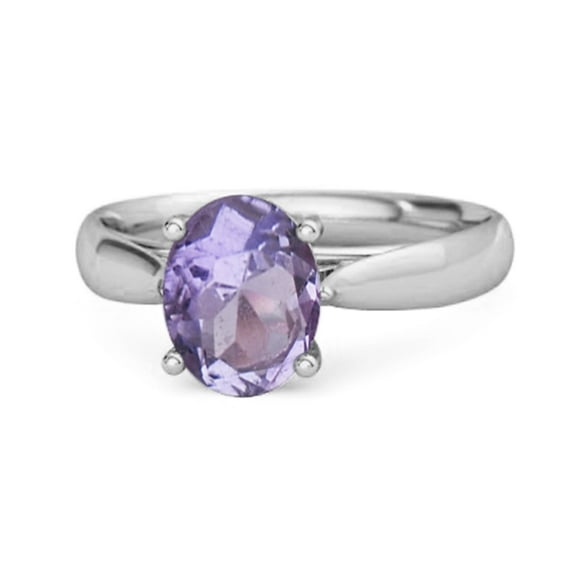 Mooneye Single Stone 1.50 Ctw Amethyst 925 Sterling Silver Stackable Women Wedding Ring