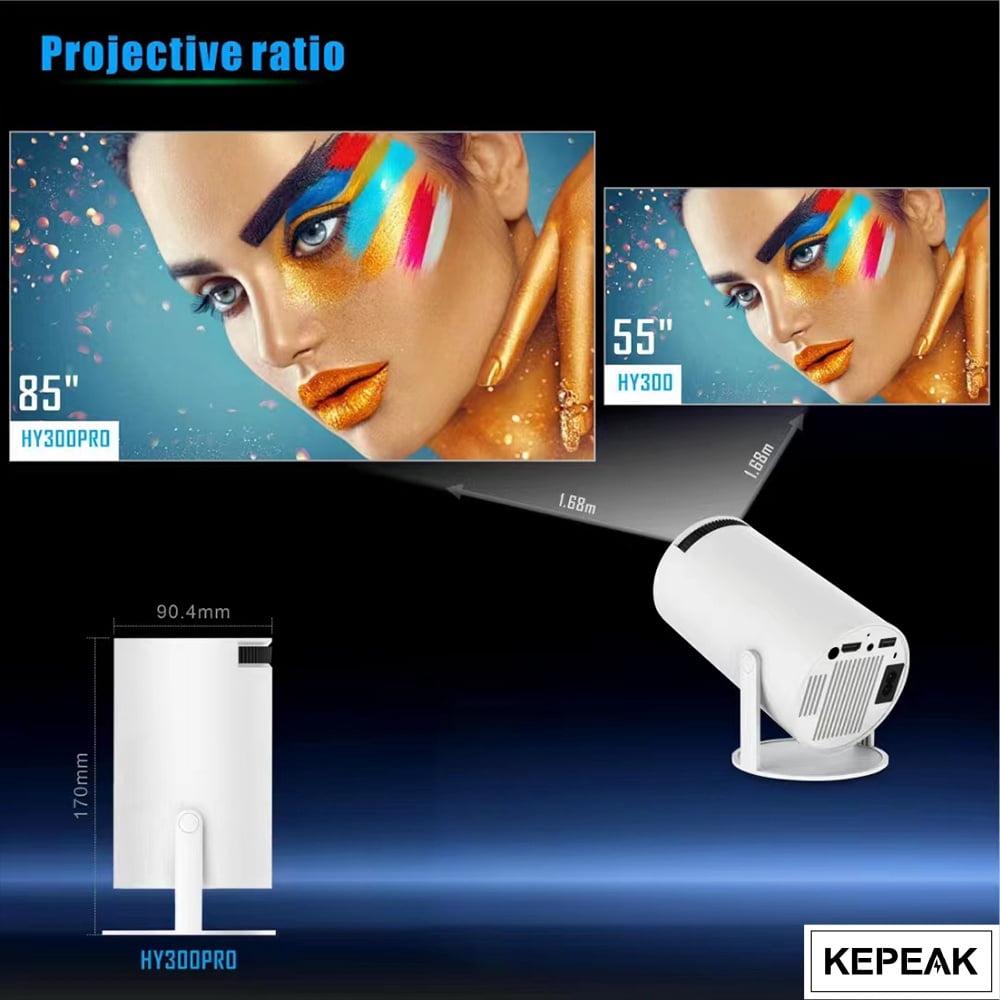 Auto Keystone Mini Portable Projector, 4K/260 ANSI Smart Projector with WiFi 6 BT 5.0, Screen Adjustment, 180 Degree Rotation, Home Video Projector Built-in Android 11.0 OS