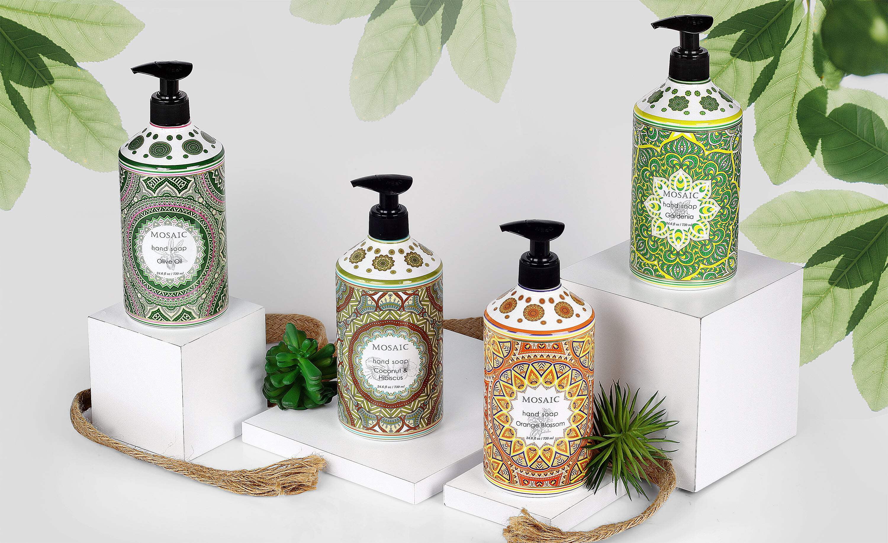Liquid Hand Soap / Hand Wash Gift Set, Olive Oil + Coconut  Hibiscus + Gardenia + Orange Blossom, 4 x 24.6 fl oz Each Liquid Soap Bottle