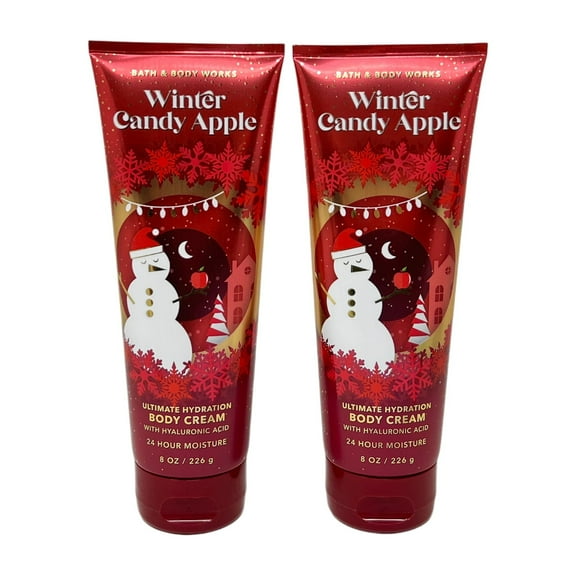 Bath & Body Works WINTER CANDY APPLE Body Cream - Value Pack Lot of 2 - Full Size