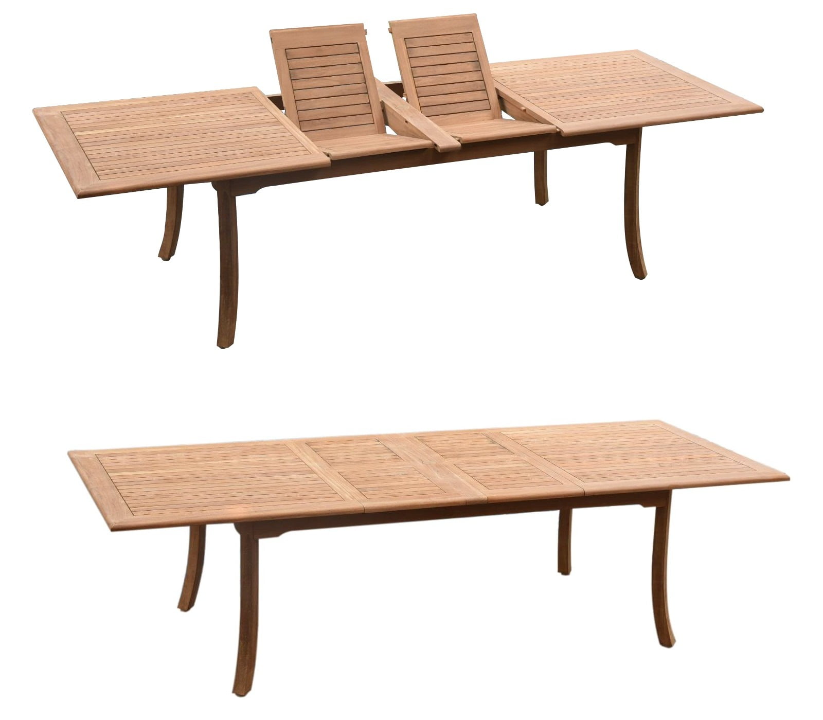 A-Grade Teak Wood Mas 117" Rectangle Double Extension Dining Table Outdoor Patio 