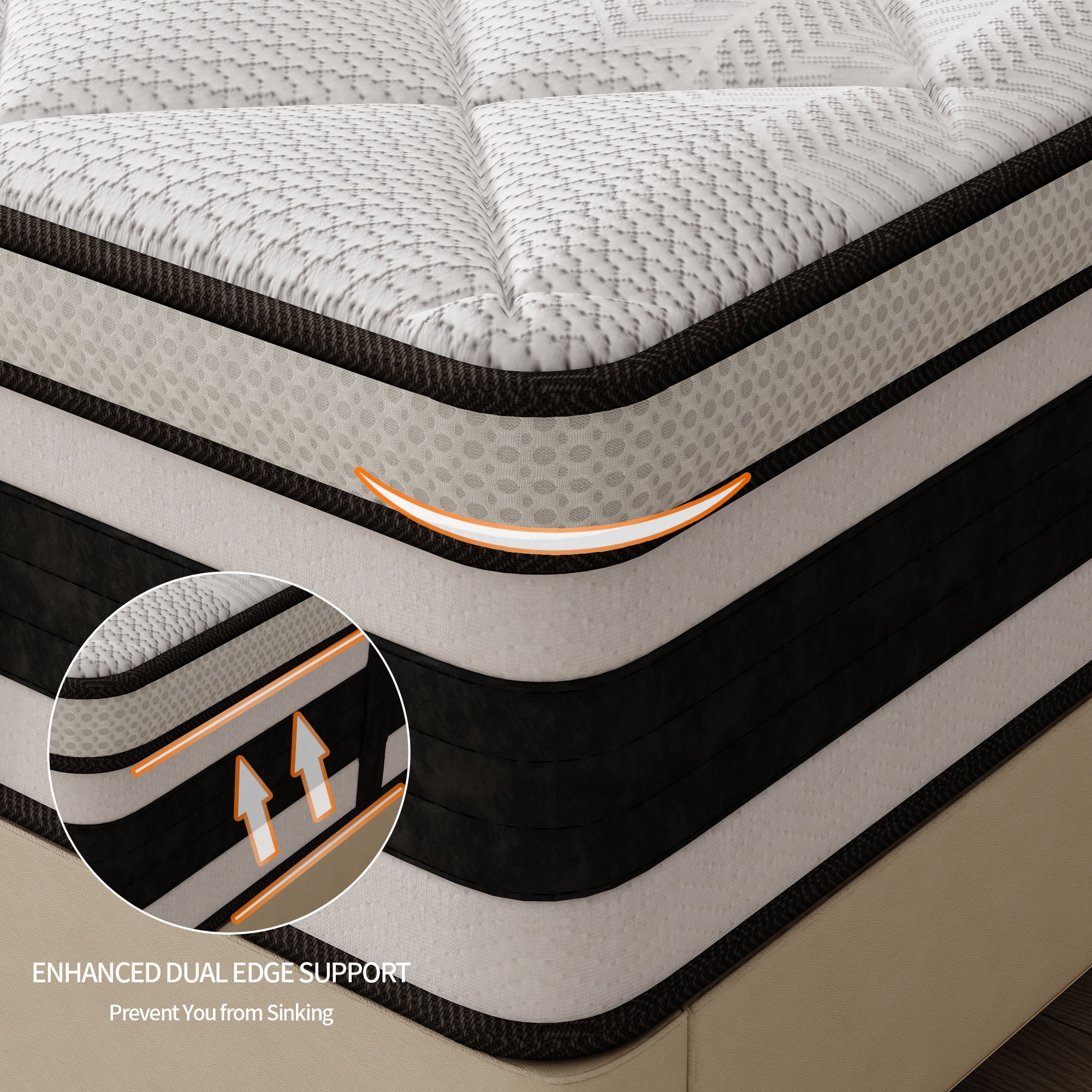 Full Mattress,Nisien 12 Inch Hybrid Mattress in a Box, Gel Memory Foam Mattress, Individually Wrapped Pocket Coils Innerspring Mattress, Support & Pressure Relief, Medium Firm Feel, 54"*75"*12"