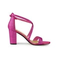 thumbnail image 4 of BLISSFUL STEP Women's Shoes Glitter Crisscross Strap Block Heel Sandals Hot Pink 11, 4 of 8