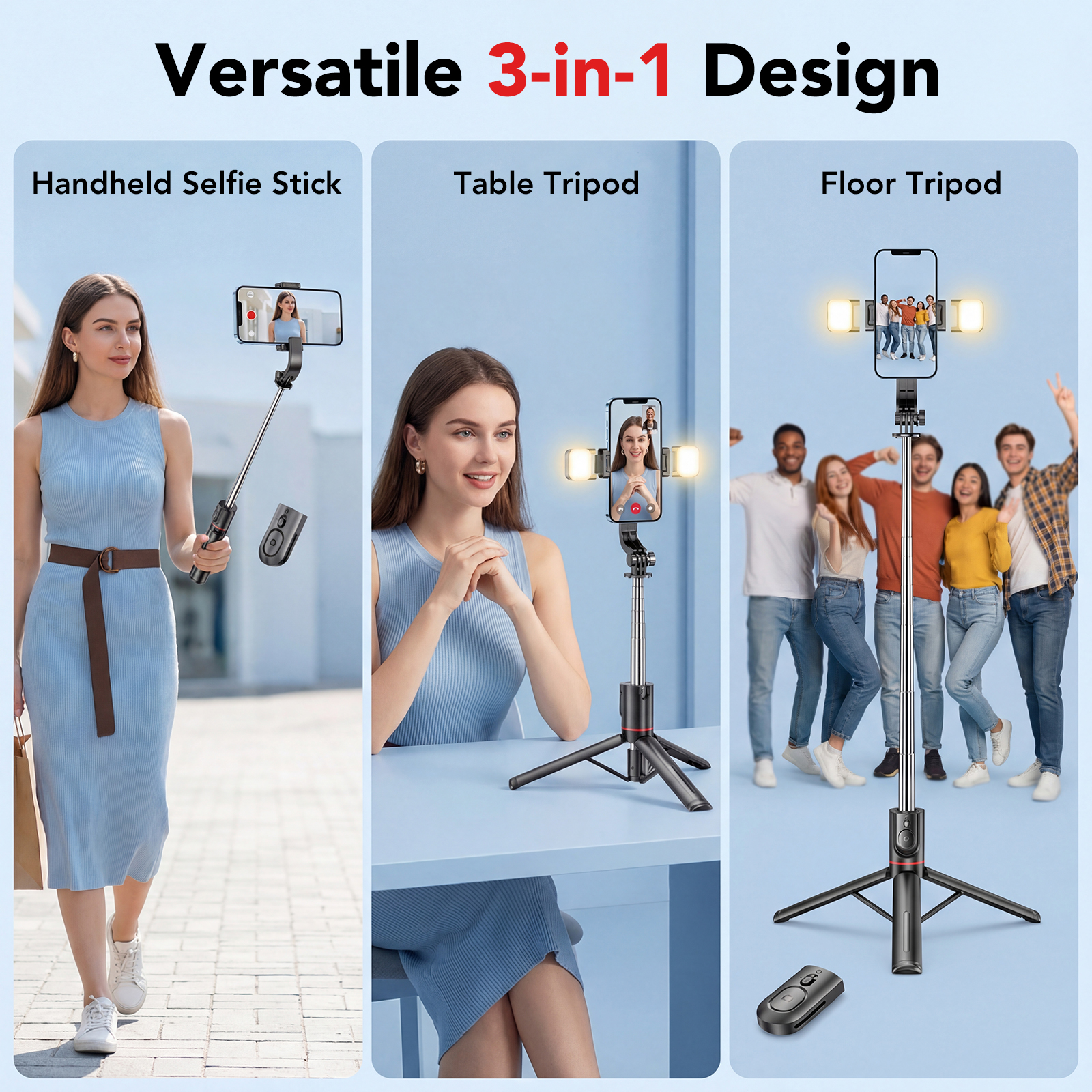 VAMOUT 45" Selfie Stick Tripod with Bluetooth Remote and Fill Lights photo 5