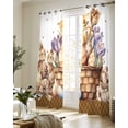 thumbnail image 5 of Easter Bunny Sheer Curtains 84 Inch Length 2 Panels Set for Living Room/Bedroom, Brown Eggs Floral Rabbits Farmhouse Dots Plaid Kitchen Curtains Grommet Curtains Window Treatments 52"x84"x2, 5 of 7