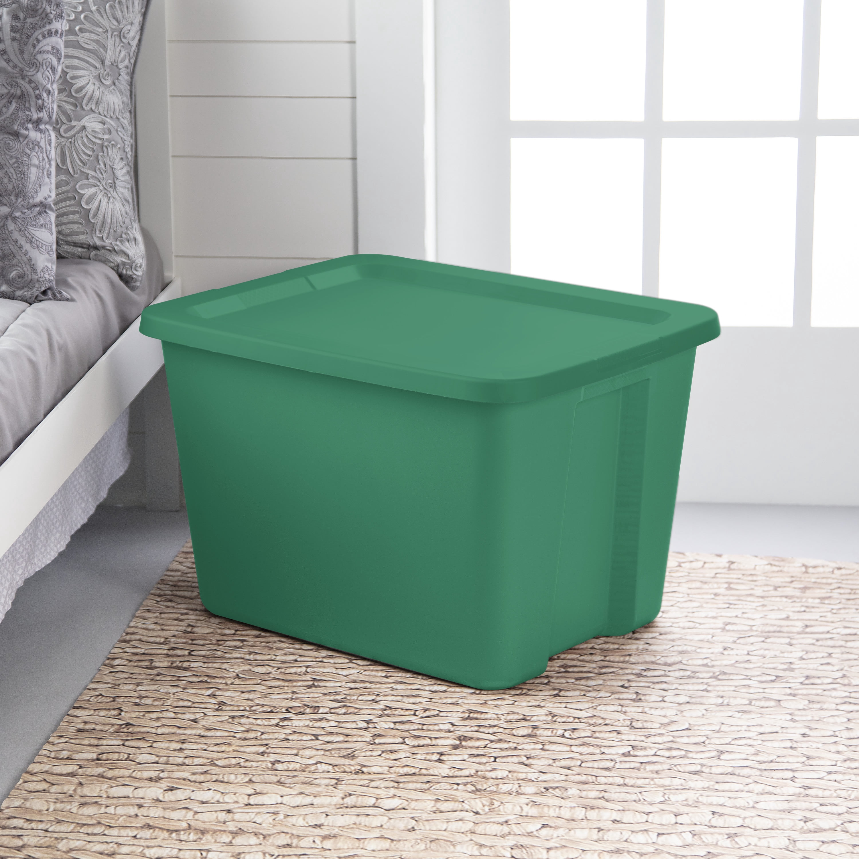 Sterilite 18 Gallon Tote Box Plastic Adult, Green Lily