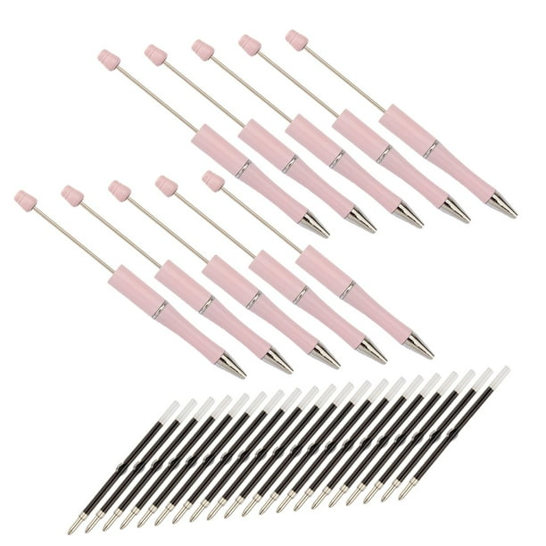 10x bolígrafo con cuentas surtidas, bolígrafo Rollerball con cuentas creativas, bolígrafos con cuentas para diario, dibujo, escritura, examen, regalo rosa