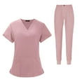 thumbnail image 1 of Conjunto de uniformes médicos para hombre y mujer, uniformes de trabajo de enfermera, ropa de trabajo, camisetas con cuello en V y pantalones deportivos para rosa, 1 of 8
