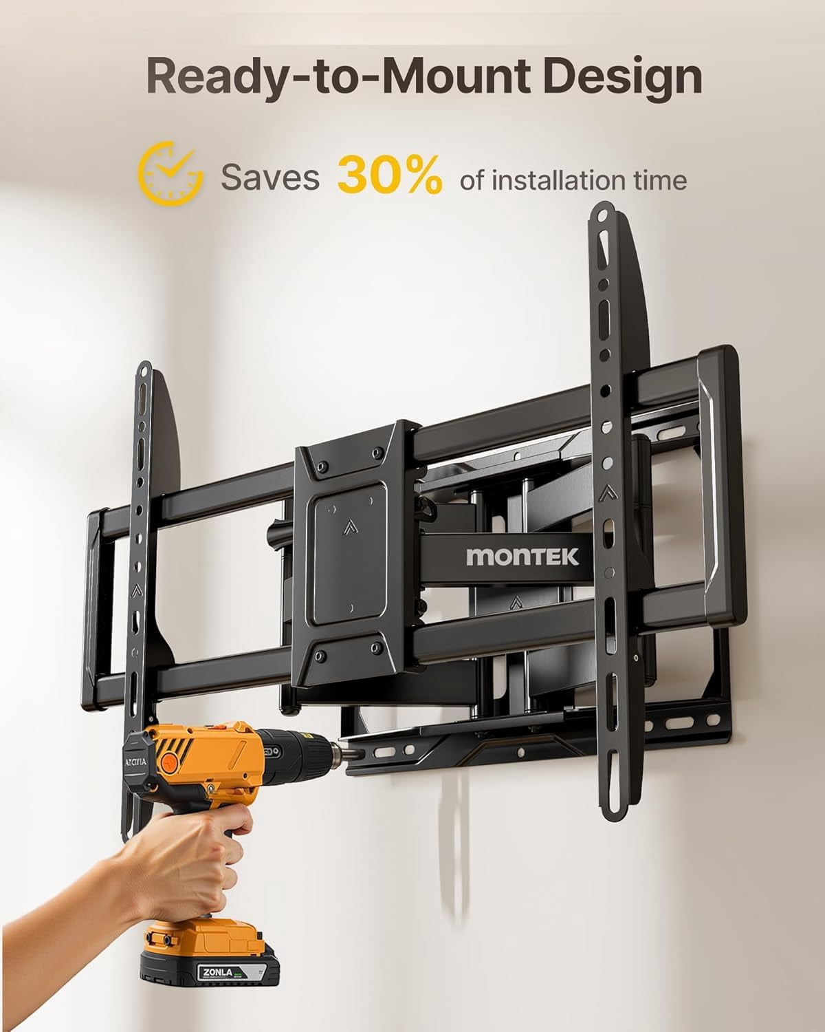 monTEK Heavy Duty Full Motion TV Wall Mount for 50-100" TVs up to 200 lb, 4X Load Tested Dual Arm Bracket with 25.1" Extension, Tool-Free Tilt & Swivel, Max VESA 900x600, Fits 12/16/18/24" Studs