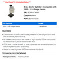 thumbnail image 2 of Brake Master Cylinder - Compatible with 2005 - 2010 Dodge Dakota 2006 2007 2008 2009, 2 of 2