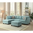 thumbnail image 2 of Acme Laurissa Light Teal Linen Sectional Sofa & Ottoman (2 Pillows), 2 of 3