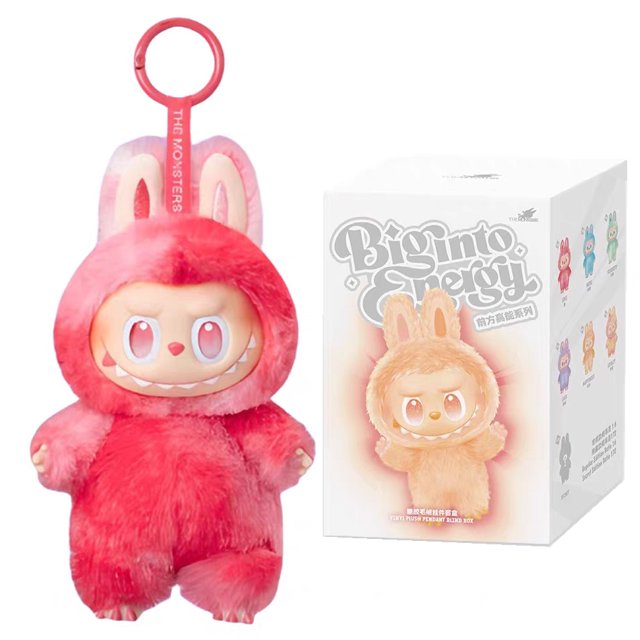 Modelo flocado de juguete, figura de Anime, caja ciega Labubu, colgante de la serie con asiento, llavero de réplica de monstruo Kawaii, juguete, regalo de cumpleaños