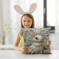 thumbnail image 2 of TanSiDing 2pcs Easter Bunny Embroidery Style Pillowcase Floral Print Decorative Throw Pillow Cover Soft Polyester Home Decor Couch Bedroom Accent 45*45cm, 2 of 6