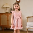 thumbnail image 2 of Shachafan Girls Sleeveless Flutter Dress With Bowknot Backless Summer Casual Party Wear Toddler Baby Floral Print Outfit Girls Holiday Outfits, 2 of 9
