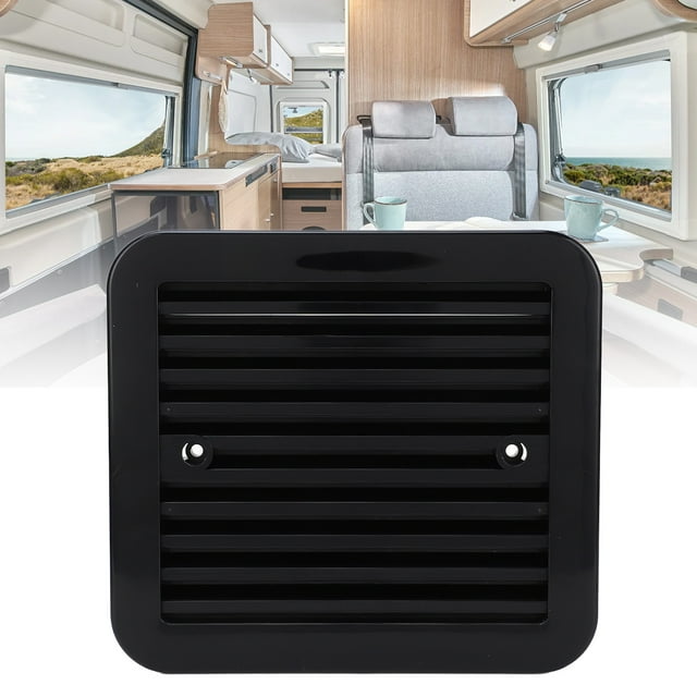 RV Air Vent Fan, 8.1 X 7.3in RV Side Vent Fan Heavy Duty ABS Black Easy Install with Protective Mesh for RV Trailer Bathroom Kitchen
