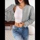thumbnail image 5 of Chaqueta Corta para Mujer, Abrigo Informal con Cuello Alto, Prenda Exterior de Moda de Otoño. Gris L, 5 of 9