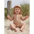 thumbnail image 4 of 2Pcs Baby Boys Rash Guard Swimsuit, Long Sleeve Striped One-Piece Bathing Suit with Sun Hat, UPF 50+ Infant Swimwear, 4 of 10