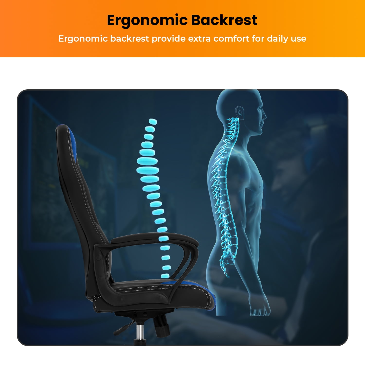YRLLENSDAN Ergonomic Adults Leather Racing Gaming Chairs with Wheels, IND
