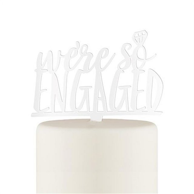 Weddingstar 4581-08 Were So Engaged Acrylic Cake Topper, White