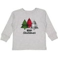 thumbnail image 3 of Inktastic Merry Christmas Plaid Trees Boys or Girls Long Sleeve Toddler T-Shirt, 3 of 5